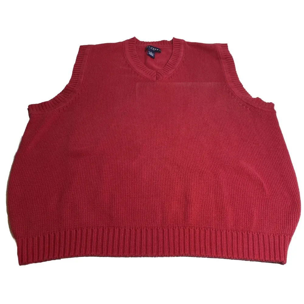 Ivy Crew Men's V Neck Sweater Vest‎ Size XL Red Sleeveless Pullover Knit Cotton